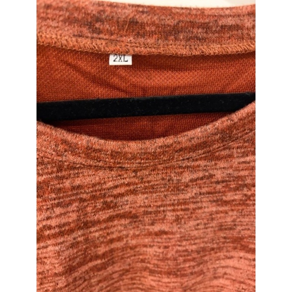 Rust Orange Space Dye Tiered Babydoll Mini Dress Long Sleeve 2XL - Picture 2 of 2